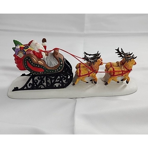 Lemax Village Collection #53157 1995 Porcelain Santa Sleigh Bound - Picture 6 of 10